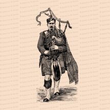 Digital Vintage Victorian Piper | Traditional Scottish Dress | Antique Bagpipes Clip Art SVG PNG JPG