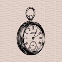 Digital Vintage Victorian Pocketwatch | Antique Watch Vector Clip Art | Instant Download SVG PNG JPG