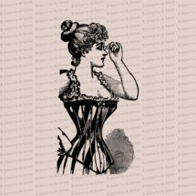 Digital Vintage Victorian Lady in Corset with Lorgnette |  Corseted Woman with Eyepiece Vector Clip Art Instant Download SVG PNG JPG