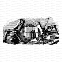 Victorian Writing, Study, Desk Materials | Vintage Books, Paper, Box, Ink, Inkwell, Quill, Wafers, Envelopes Vector Clipart SVG PNG JPG