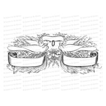 Digital Vintage Wedding Blank Banner Vector Clip Art | Victorian Penwork Flourishing Birds, Ring, Flowers, Bow | SVG PNG JPG