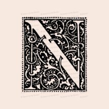 Ornamental Penwork Initial Letter N Vector Clipart  | Vintage Art Nouveau Era Capital Letter N, Fancy Antique Monogram SVG PNG JPG