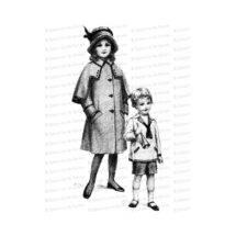 Vintage Brother & Sister | Edwardian Little Boy, Sailor Suit, Toy Horn | Girl in Coat, Cape, Hat Vector Clipart Instant Download SVG PNG JPG