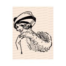 Flapper with Hat and Feather Boa Smiling over Shoulder | Vintage 1920s Woman Vector Clip Art Instant Download | SVG PNG JPG