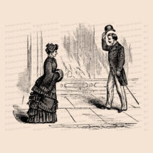 Victorian Gentleman Tipping Hat to Lady | Vintage Antique Man and Woman Meeting | Greeting Vector Clip Art SVG PNG JPG