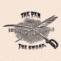 Victorian The Pen is Mightier than the Sword Illustration | Vintage Adage, Saying Vector Clipart Instant Download SVG PNG JPG