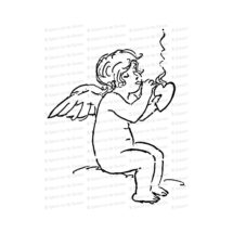 Vintage Edwardian Smoking Cupid with Flaming Heart  | Valentine's Day Vector Clipart | Romantic SVG PNG JPG