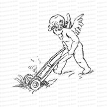 Vintage Edwardian Cupid Cutting Grass  | Valentine's Day Vector Clipart | Mowing Lawn Vintage Mower SVG PNG JPG