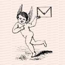Vintage Victorian Cupid Holding Valentine / Envelope | Antique Valentine's Day Clipart | Vector Romantic SVG PNG JPG