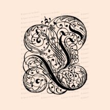 Ornamental Penwork Initial Letter L Vector Clipart  | Vintage Renaissance Era Capital Letter L Fancy Flourished Antique Monogram SVG PNG JPG