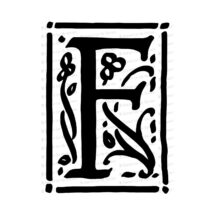 Ornamental Penwork Initial Letter F Vector Clipart  | Vintage Art Deco Era Capital Letter F, Fancy Antique Monogram SVG PNG JPG