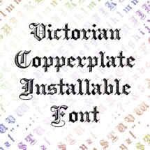 Installable Font Victorian Copperplate Ornamental Penwork | Vintage Uppercase & Lowercase Letters, Numbers, Punctuation Calligraphy OTF TTF