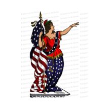Color Victorian Columbia | Woman, United States Flag and Laurel | American Patriotic Lady Liberty Vector Clip Art SVG PNG JPG Digital