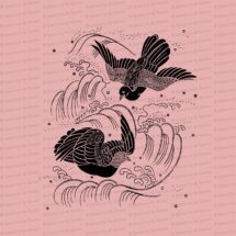Victorian Chinese Embroidery Birds in Flight | Antique Bird Needlework Vector Clipart SVG PNG JPG | Vintage Clip Art Instant Download