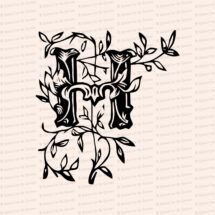 Ornamental Penwork Initial Letter H Vector Clipart  | Vintage Victorian Capital Letter H, Fancy Antique Monogram SVG PNG JPG