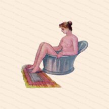 Edwardian Lady in Sitz Bath | Vintage Antique Water Cure | Woman in Old Fashioned Sitz Tub Color Vector Clipart Instant Download SVG PNG JPG