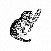 Victorian Cat with Mirror Clipart | Vintage Cat Looking into Mirror | Antique Cat Vector SVG PNG JPG Digital