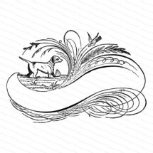Fancy Blank Banner with Dog Vector Clip Art | Victorian Penwork Flourishing | Digital Instant Download SVG PNG JPG
