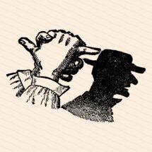 Vintage Victorian Shadow Puppet | 1890s Man Wearing Hat Shadow Vector Clipart | Human Head Hand Shadow Puppetry | Download SVG PNG JPG
