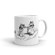 Christmas Mug | Merry Christmas Cats Cup | Retro Caroling Christmas Kittens Holiday Cat, Ceramic Mug