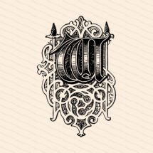 Ornamental Penwork Initial Letter W Vector Clipart  | Vintage Victorian Capital Letter W, Fancy Antique Monogram SVG PNG JPG