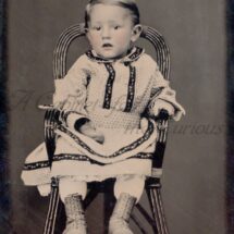 Antique Photo DOWNLOAD | Cute Victorian Toddler in High Chair | Baby Little Boy Child 1870s tintype tinted cheeks photograph picture digital