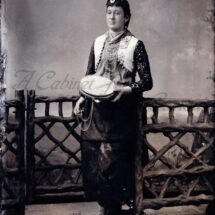 Antique Photo DOWNLOAD | Woman with Tambourine | ethnic costume Romani? Ukrainian? tintype photograph bohemian png jpg