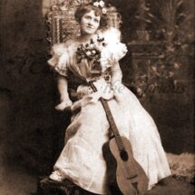 Antique Photo DOWNLOAD | Victorian Lady with Guitar & Flowers | female musician woman musical instrument photograph picture digital png jpg