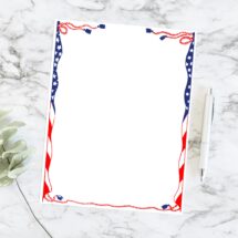 Vintage American Flag Border | Antique Edwardian Patriotic Frame 8.5×11 | Vector Clip Art Color 4th of July Printable Stationery SVG PNG JPG