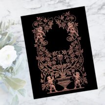 Cupids and Roses Gold Distressed "Embossed" Look Valentine's Day Border | Vintage Edwardian Frame Color Wedding Vector Clipart | SVG PNG JPG