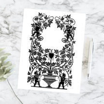 Cupids and Roses Romantic Border | Vintage Edwardian Valentine's Day Frame Wedding Vector Clipart | Engagement SVG PNG JPG