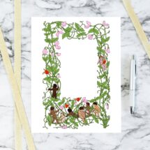 Vintage Floral Sweetpea Color Border with Cupids and Hearts | Printable Valentine's Day Frame | Vector Romantic, Wedding, Floral SVG PNG JPG