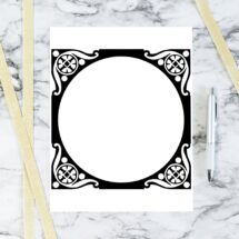 Vintage Art Nouveau Border Element | Antique Square Frame Decorative Element with Round Opening | Vector Geometric Download SVG PNG JPG