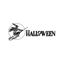 Digital Vintage 1920s Halloween Witch Flying on Broom in front of moon Vector Clipart |  Witch Instant Download SVG PNG JPG