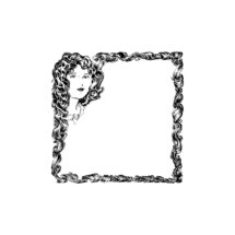 Digital Vintage 1920s Hair Border | Antique Decorative Long Curly Hair Frame | Woman with Long Hair Vector Clipart SVG PNG JPG