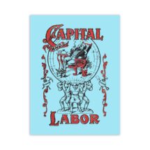 Workers Poster: Capital and Labor Blue Background |  Communist Poster, Socialist Poster Leftist Retro Anti-Capitalist Wall Art Unframed