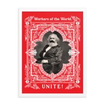 Leftist Poster: Workers of the World Unite! Karl Marx |  Retro Marxist Poster Socialist Communist Anti-Capitalist Pro-Labor Art Unframed