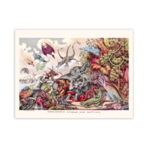 Dinosaur Poster: Prehistoric Animals & Reptiles  Vintage Reproduction, Victorian Dinosaurs Wooly Mammoth Pterodactyl Dinosaur Art Print
