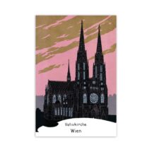 Austria Poster: Votive Church, Vienna | Vintage Reproduction Edwardian Votivkirche Wien Religious Neo-Gothic Architecture Postcard Art Print