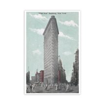 NYC Poster: Retro Flatiron Building 1902 Halftone Vintage Reproduction | Flat Iron, New York City | Architecture Travel Postcard Art Print
