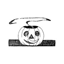 Digital Vintage 1920s Halloween Jack-o-Lantern with Cat in Eye Vector Clipart | Cute Pumpkin Instant Download SVG PNG JPG
