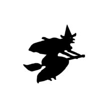 Simple Witch Silhouette Digital Vintage 1920s Witch Flying on Broom Vector Clipart |  Halloween Spooky Scary Instant Download SVG PNG JPG