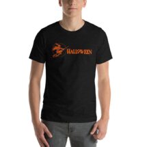 Halloween T-Shirt, Retro Witch | Scary Spooky Unisex Halloween Shirt Witch Flying on Broom