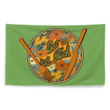 Leftist Flag: Eat the Rich 3 x 5 feet | Retro 1970s Style, Socialist Communist Anti-Capitalist Pro-Worker 70s Floral