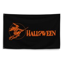 Halloween Flag, Retro Witch 3×5 foot | Scary Spooky Orange and Black, Witch Flying on Broom