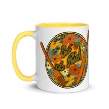 Leftist Mug: Eat the Rich | Retro 1970s Style, Yellow Inside Socialist Communist Anti-Capitalist Pro-Worker 70s Floral