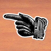 Victorian Pointing Finger #1 Large Vinyl Sticker: Retro Antique Style This Way Hand Point Decal Look Directional Attention Sticker Direction