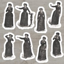 Victorian Mood Ladies #2 Sticker Set, 8 Vinyl Women Reactions Emotions | Love, Madness, Scorn, Dignity, Anger, Fear, Earnestness, Laughter