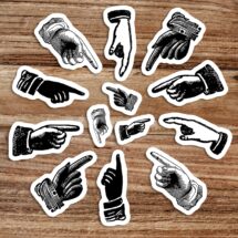 Pointing Fingers Sticker Set | 13 Old Fashioned This Way Hand Vinyl Stickers Look Decal, Directional Attention, Small Gift