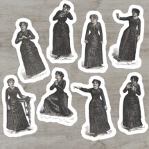 Victorian Mood Ladies #1 Sticker Set, 8 Vinyl Woman Emotions Despair Calm Scorn Horror Anger Fear Supplication Laughter